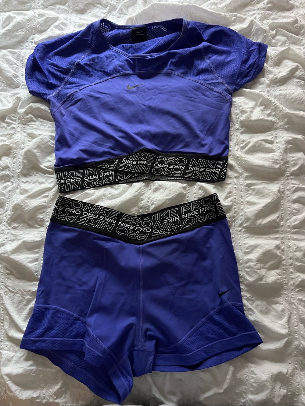 Nike Purple Active Crop Top and High-Waist Shorts Set